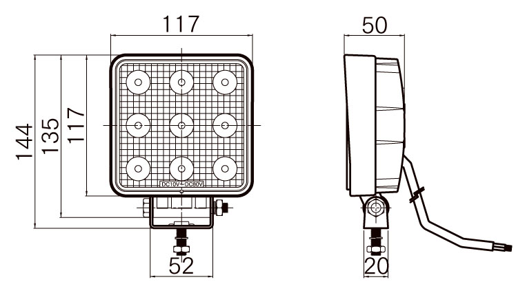 LSL-1007YE LED作業灯 (角) 黄 10V-80V 共通 27W｜製品情報｜日本 